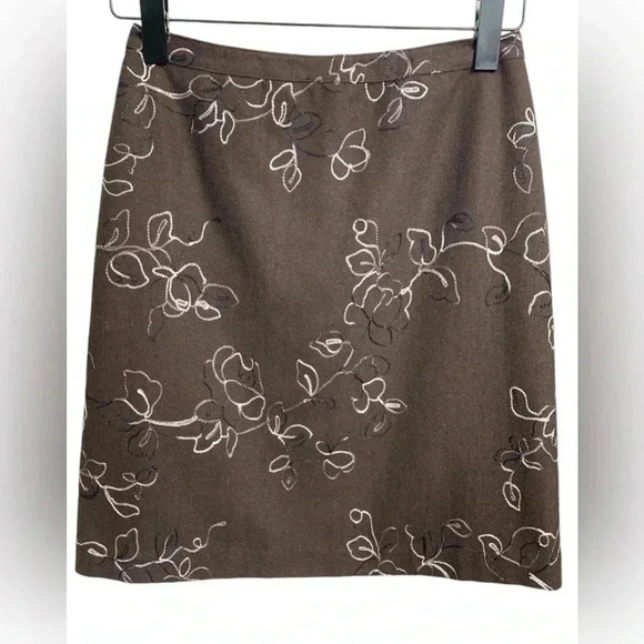 Price Roman Vintage Designer Skirt, Wool  Blend, Chocolate Brown Size 4 - Picture 1 of 5